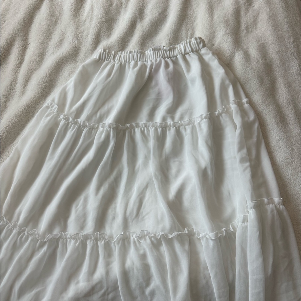 SHEIN White Tiered A-Line Skirt